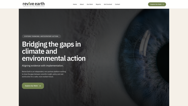 Screenshot of the Revive Earth website