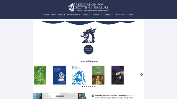 Screenshot of the Association for Scottish Literature website