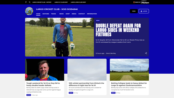 Screenshot of the Largo Cricket Club website