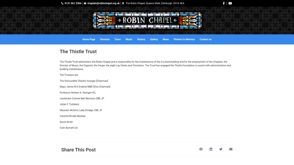 Screenshot of the The Thistle Trust SCIO website