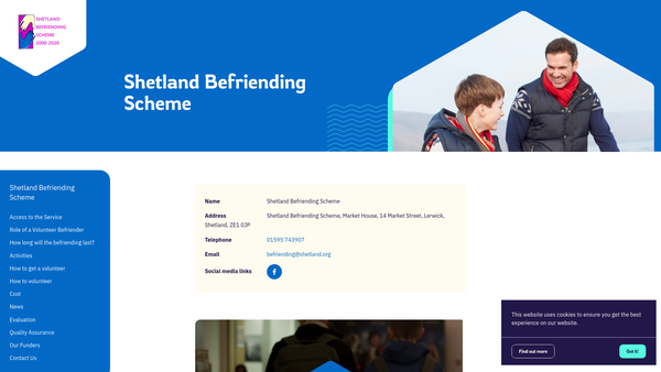 Screenshot of the Shetland Befriending Scheme website