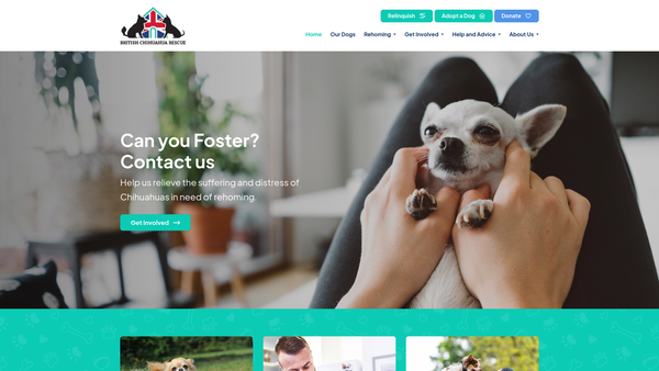 Screenshot of the The British Chihuahua Club Rescue Association website