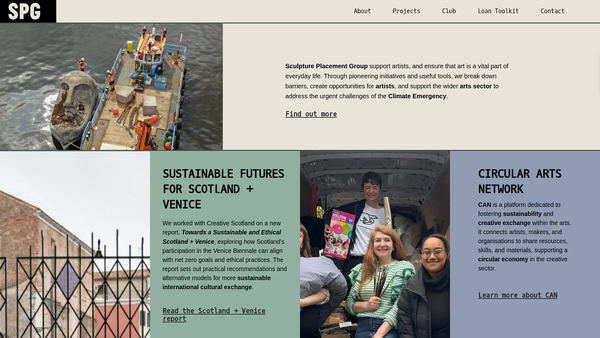 Screenshot of the Sculpture Placement Group website