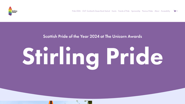 Screenshot of the Stirling Pride website
