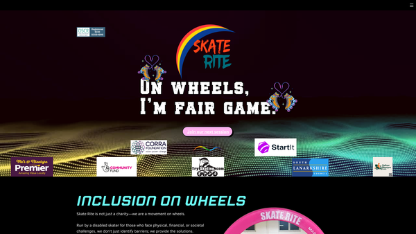 Screenshot of the Skate Rite website