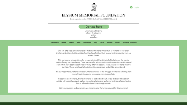 Screenshot of the Elysium memorial foundation website