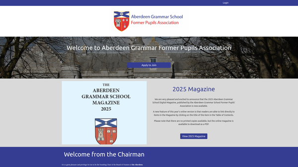 Screenshot of the Aberdeen Grammar School Former Pupils Association website