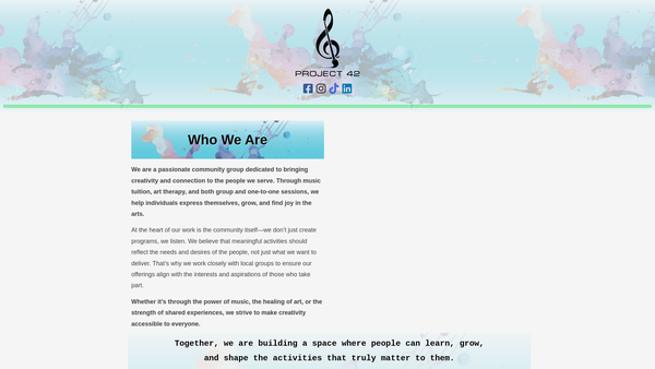Screenshot of the Project 42 website