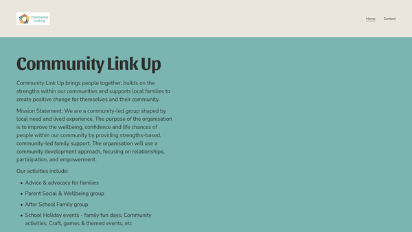 Screenshot of the Community Link Up website