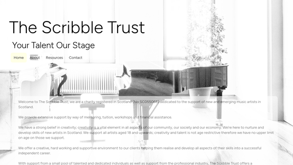 Screenshot of the The Scribble Trust website