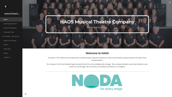 Screenshot of the Hawick Amateur Operatic Society website