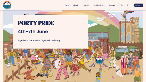 Screenshot of the Porty Pride website