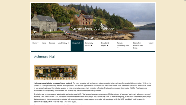Screenshot of the Achmore and Stromeferry Community Trust website
