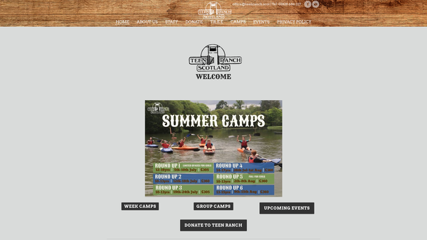 Screenshot of the Teen Ranch Scotland SCIO website
