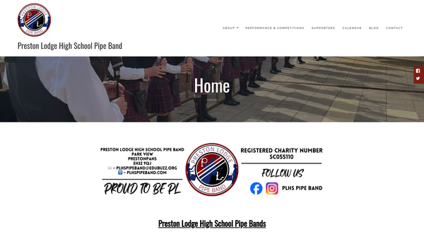 Screenshot of the Preston Lodge High School Pipe Band website