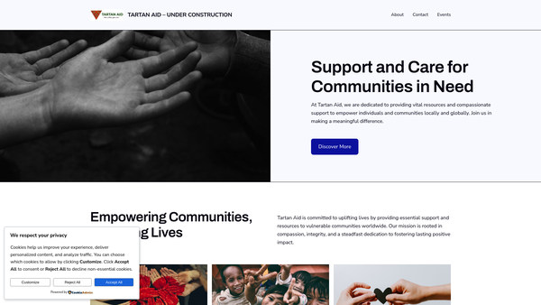 Screenshot of the Tartan Aid website