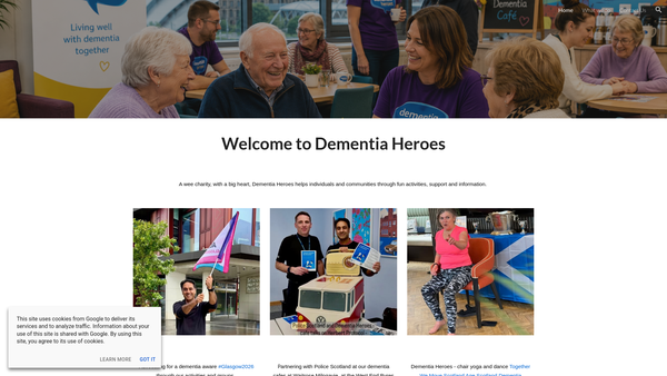 Screenshot of the Dementia Heroes website
