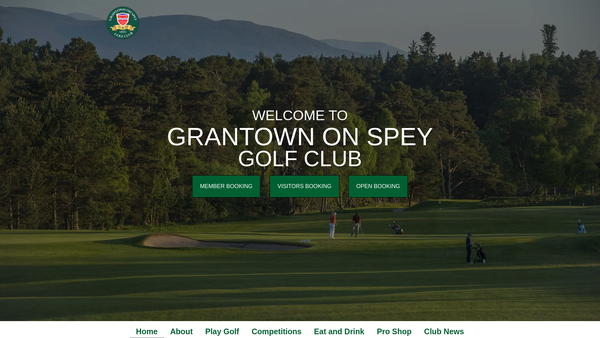 Screenshot of the Grantown-on-Spey Golf Club website