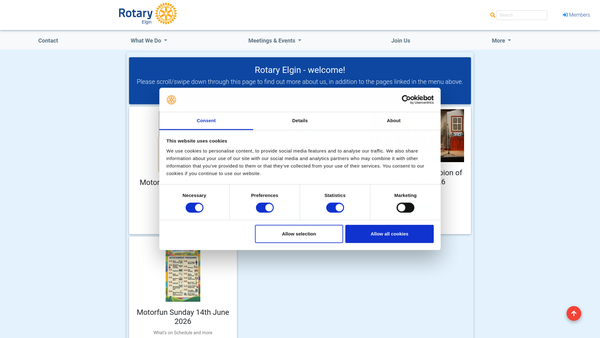 Screenshot of the Rotary Elgin SCIO website