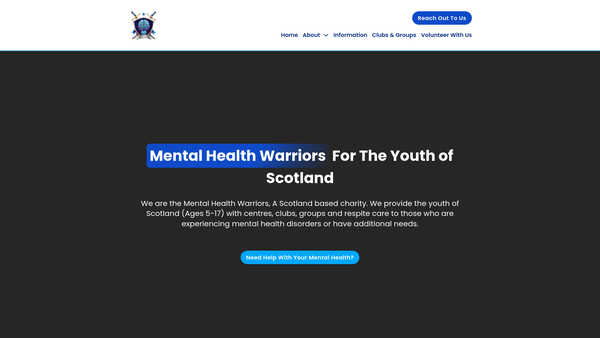 Screenshot of the Mental Health Warriors website