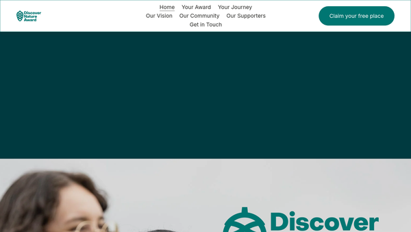 Screenshot of the Discover Nature Award website