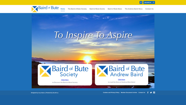 Screenshot of the Baird of Bute Society SCIO website