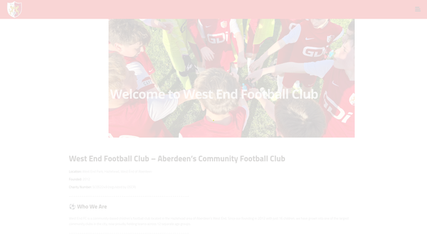Screenshot of the West End FC website