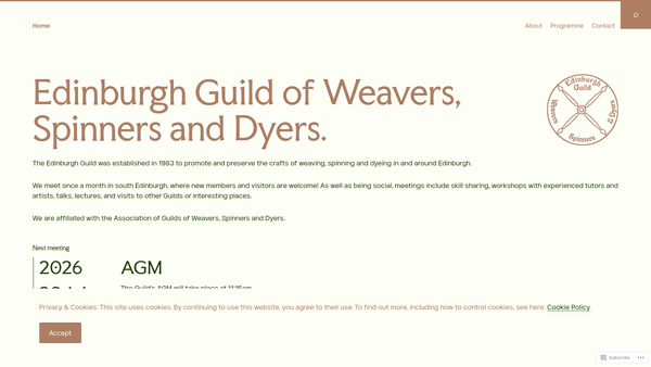 Screenshot of the Edinburgh Guild of Weavers, Spinners and Dyers, and the Incorporation of Websters website