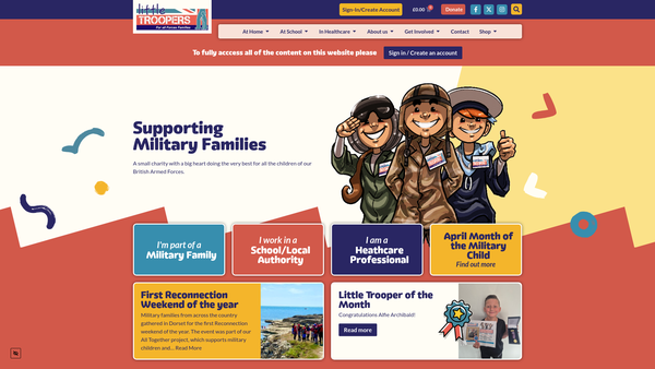 Screenshot of the Little Troopers website