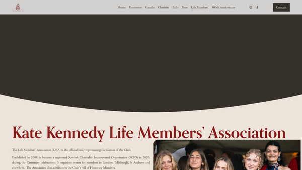 Screenshot of the The Kate Kennedy Life Members' Association website