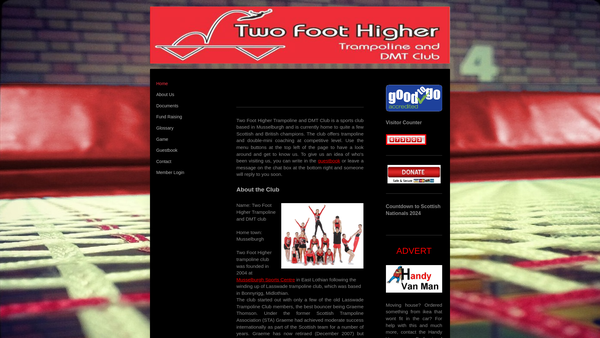 Screenshot of the Two Foot Higher Trampoline and DMT Club website