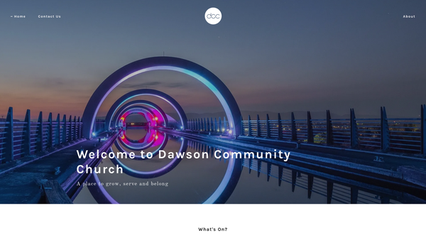 Screenshot of the Dawson Community Church website