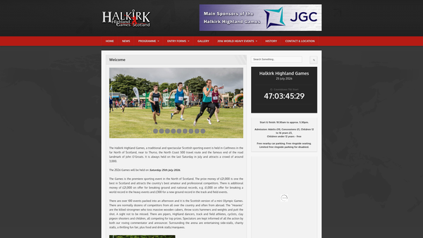 Screenshot of the Halkirk Highland Games Association SCIO website