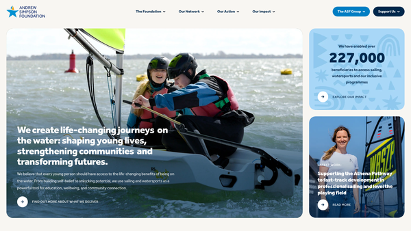 Screenshot of the Andrew Simpson Sailing Foundation website