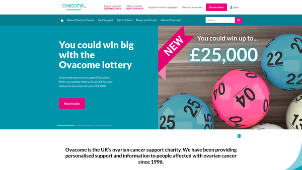 Screenshot of the Ovacome website