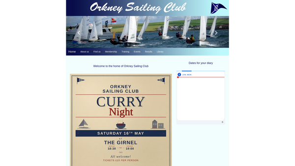 Screenshot of the Orkney Sailing Club SCIO website