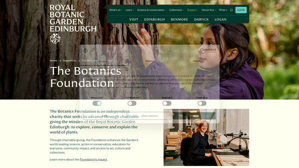Screenshot of the The Botanics Foundation website