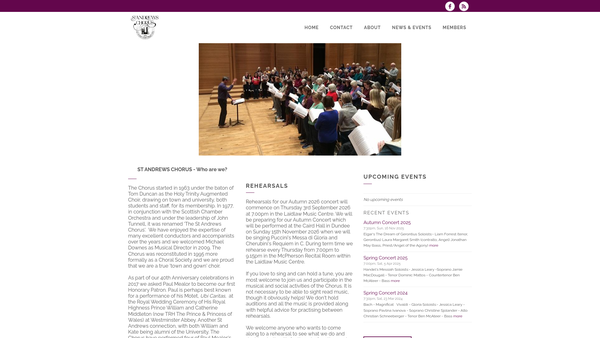 Screenshot of the St Andrews Chorus website