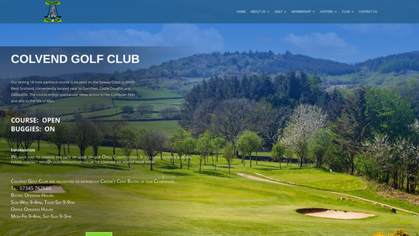 Screenshot of the Colvend Golf Club website