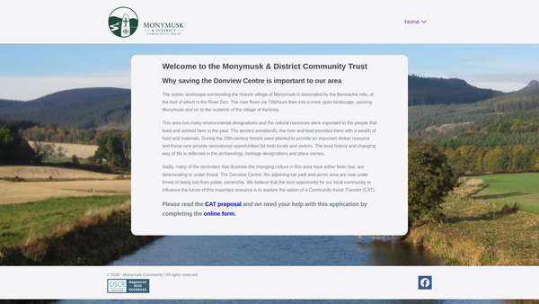 Screenshot of the Monymusk & District Community Trust website