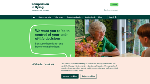 Screenshot of the Compassion in Dying website