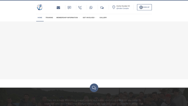 Screenshot of the Anchor Volleyball Club website