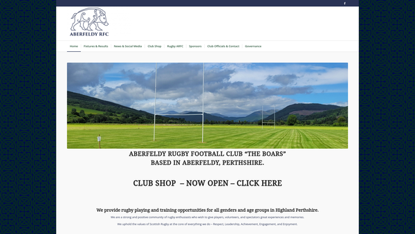 Screenshot of the Aberfeldy Rugby Football Club SCIO website
