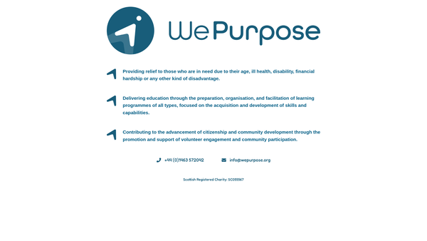 Screenshot of the WePurpose website