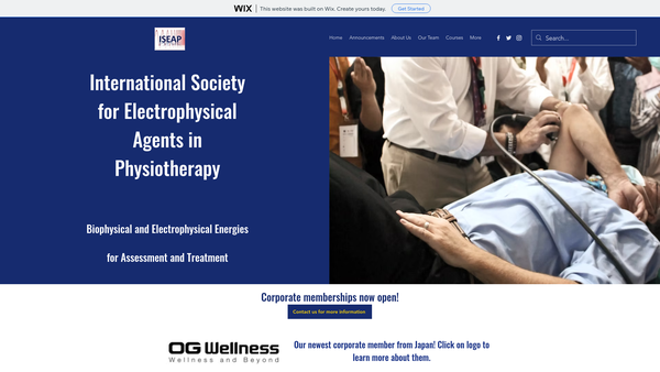 Screenshot of the International Society for Electrophysical Agents in Physiotherapy (ISEAP). website