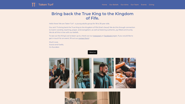 Screenshot of the Taken Turf website