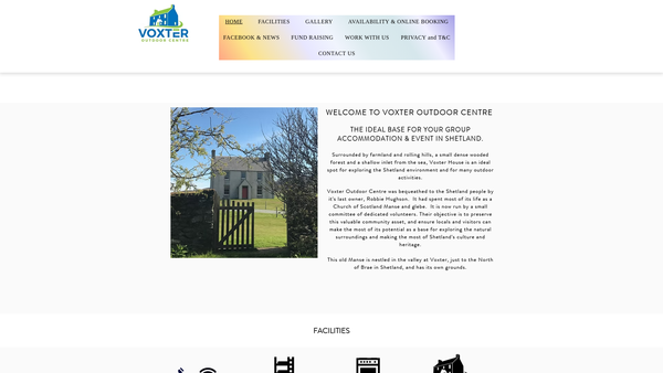 Screenshot of the Voxter Outdoor Centre SCIO website