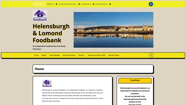Screenshot of the Helensburgh & Lomond Foodbank SCIO website